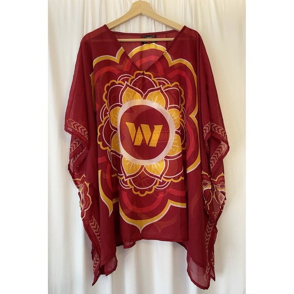Washington Redskins Commanders Sheer Cover Up Poncho by Little Earth Casual - Picture 1 of 10
